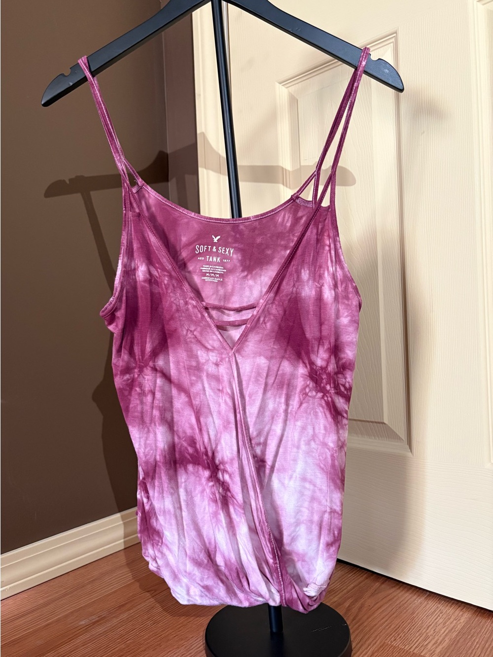American Eagle Outfitters Pink Tie-Dye Cami with Double Straps
